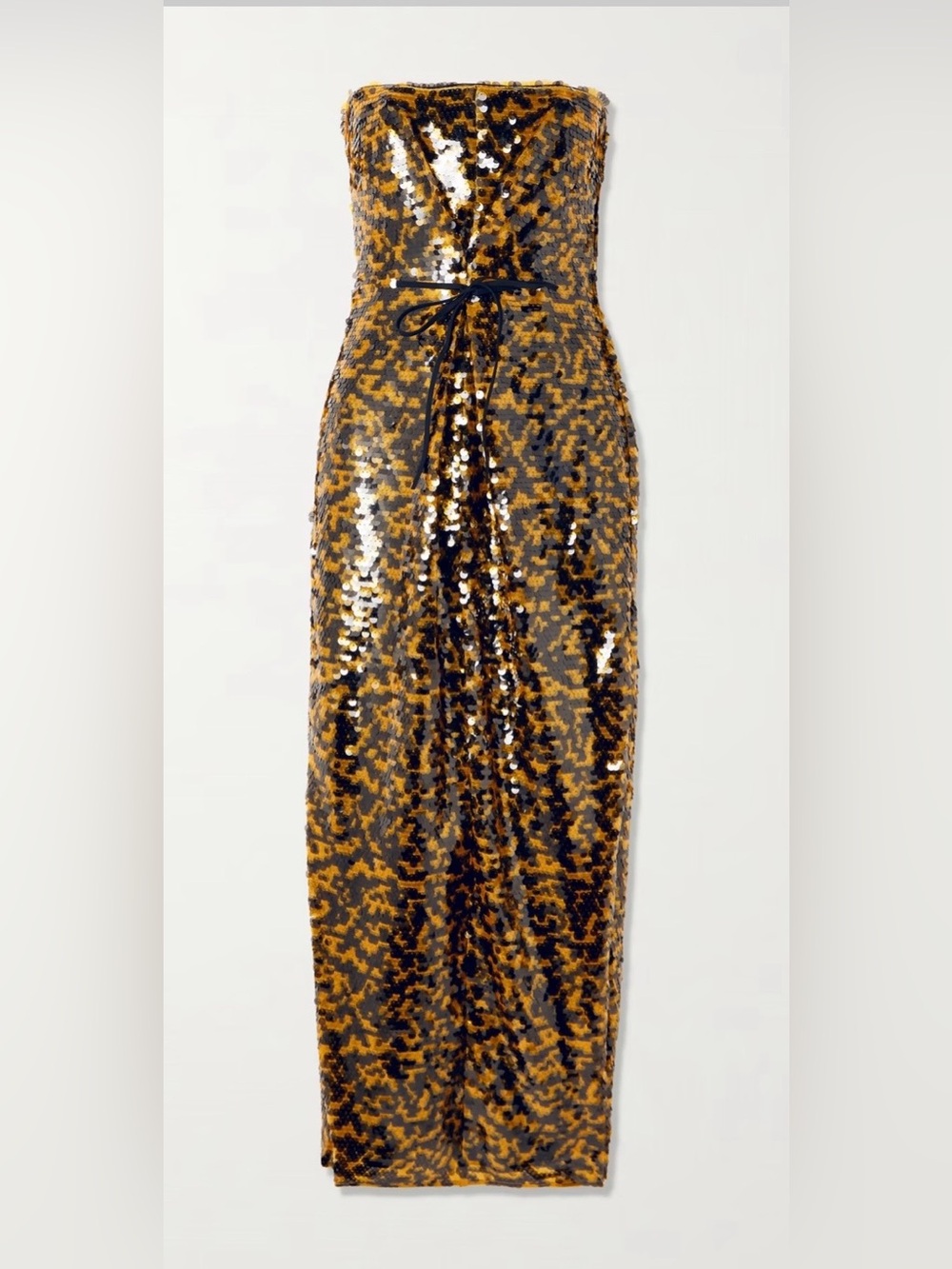 STAUD Cece Black and yellow/gold Sequin Maxi Dress